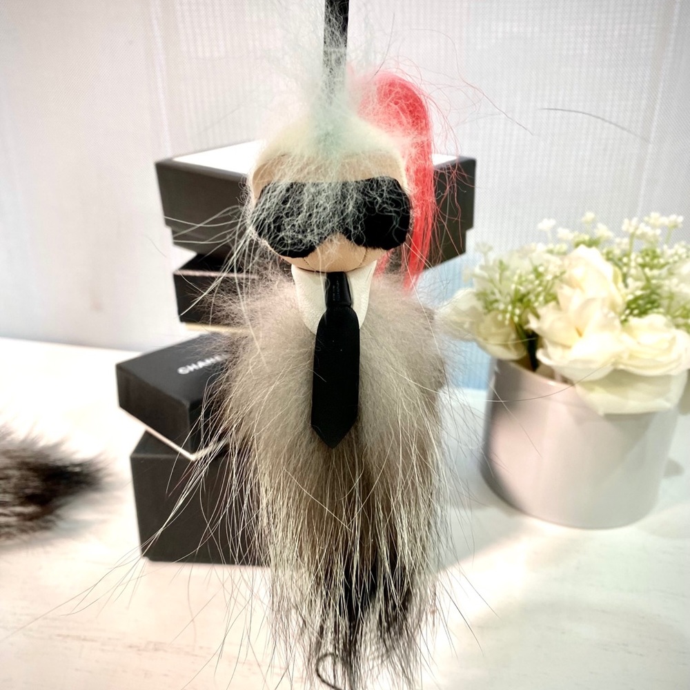 Auth Fendi Karlito Karl Lagerfeld bag charm Pink
